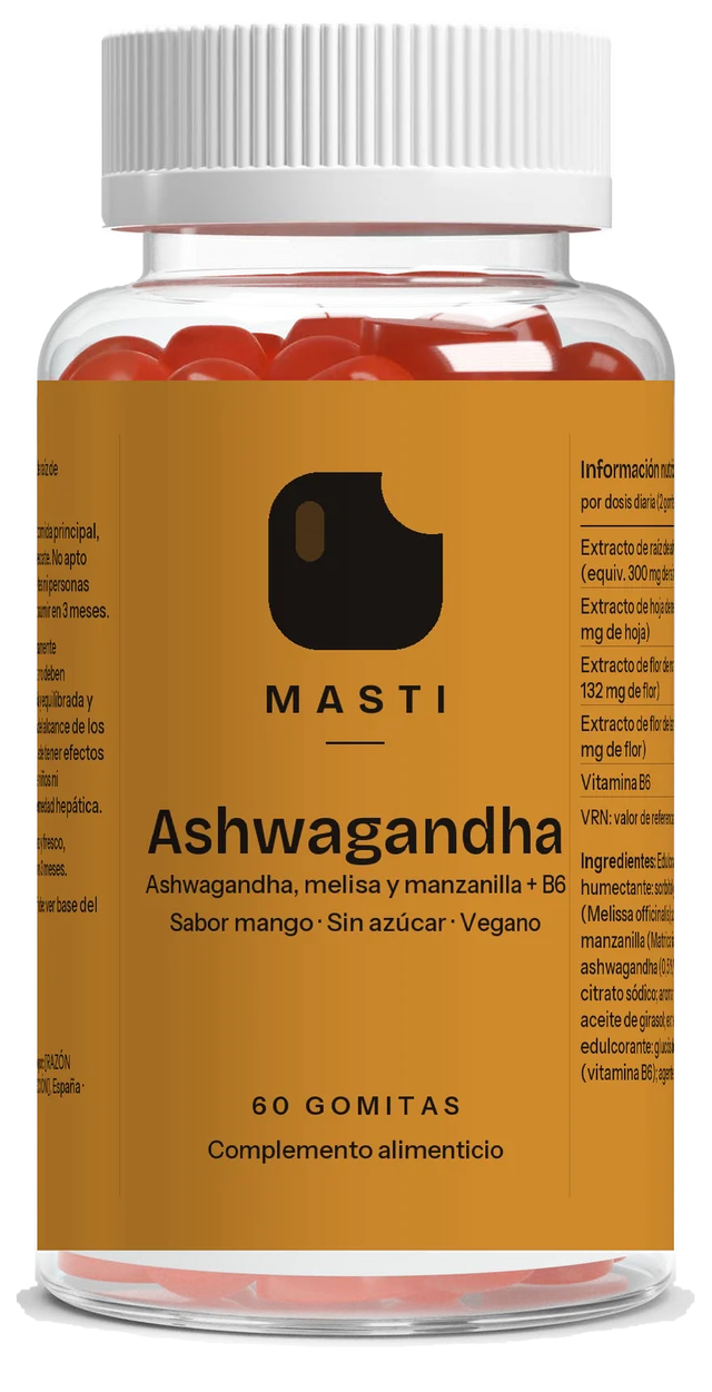 Bote de Gomitas de Ashwagandha + B6, 60 gomitas